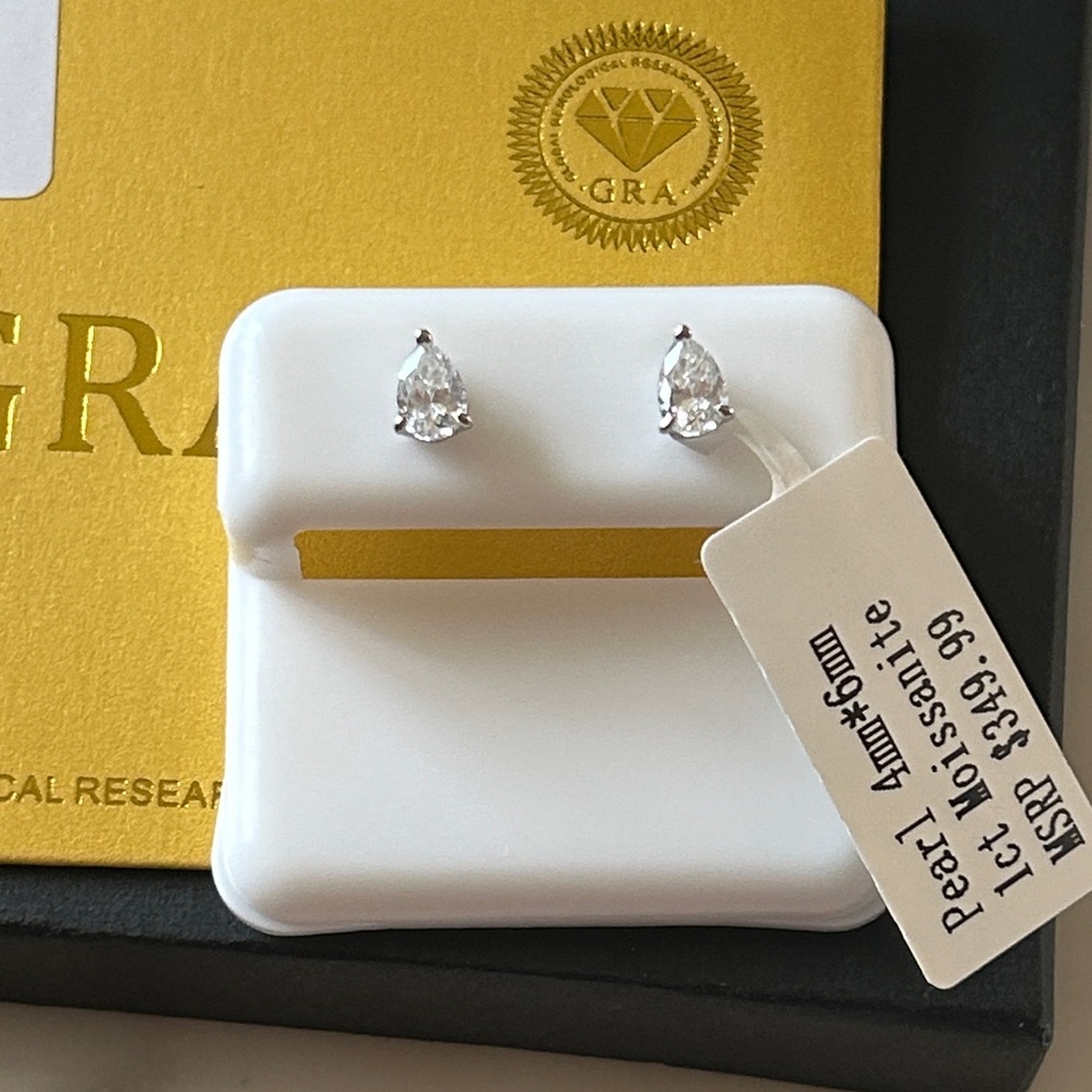 Moissanite 925 Sterling Silver Teardrop‎ Earrings